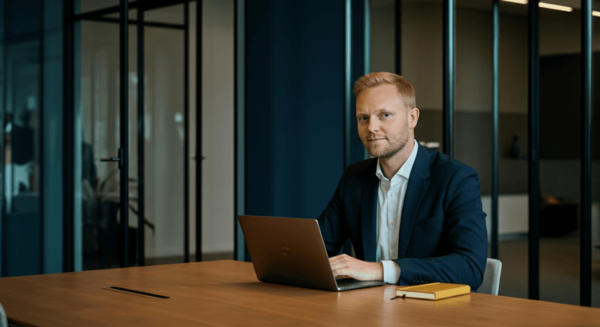 Professional working on laptop